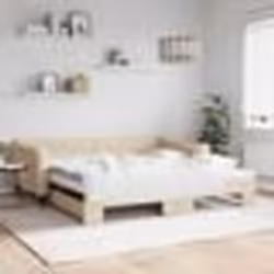 vidaXL Lit de jour avec gigogne et matelas crème 100x200 cm tissu - 100 x 200 cm