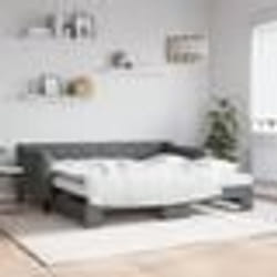 vidaXL Lit de jour avec gigogne et matelas gris foncé 90x190 cm tissu - 180 x 200 cm