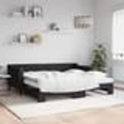 vidaXL Lit de jour avec gigogne et matelas noir 90x190 cm tissu - 90 x 190 cm