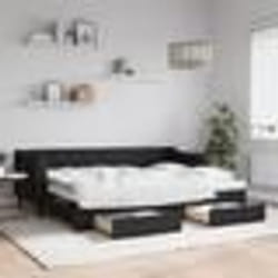 vidaXL Lit de jour avec gigogne et tiroirs sans matelas noir 80x200 cm - 80 x 200 cm
