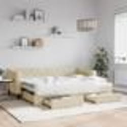 vidaXL Lit de jour avec gigogne et tiroirs sans matelas crème 80x200cm - 80 x 200 cm