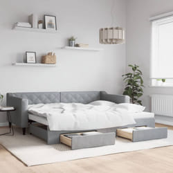 vidaXL Lit de jour avec gigogne et tiroirs sans matelas 90x200 cm - 90 x 200 cm