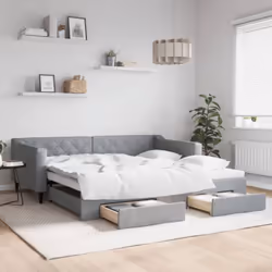 Ce lit de repos 2 en 1 avec lit gigogne, servant à la fois de canapé et de lit, constitue un supplément pratique et accrocheu ...