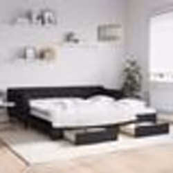 vidaXL Lit de jour avec gigogne et tiroirs sans matelas noir 100x200cm - 100 x 200 cm