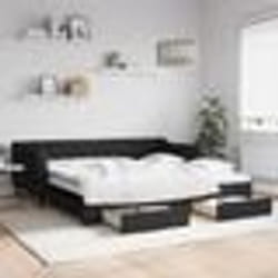 vidaXL Lit de jour avec gigogne et tiroirs sans matelas noir 100x200cm - 100 x 200 cm