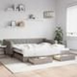 vidaXL Lit de jour avec gigogne et tiroirs taupe 100x200 cm tissu - 100 x 200 cm