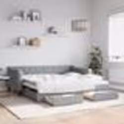 vidaXL Lit de jour avec gigogne et tiroirs gris clair 90x190 cm tissu - 90 x 190 cm