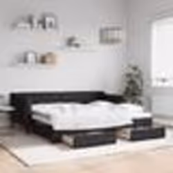 vidaXL Lit de jour avec gigogne et tiroirs noir 90x190 cm tissu - 90 x 190 cm