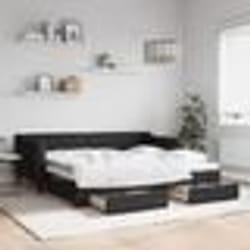 vidaXL Lit de jour avec gigogne et tiroirs noir 90x190 cm tissu - 90 x 190 cm