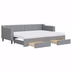 VidaXL 3197475, lit sofa, Gris, mousse, Tissu, Métal, Bois, 2230 mm, 900 mm