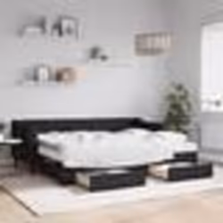 vidaXL Lit de jour avec gigogne et tiroirs noir 80x200 cm tissu - 80 x 200 cm