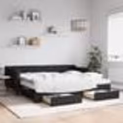 vidaXL Lit de jour avec gigogne et tiroirs noir 90x200 cm tissu - 90 x 200 cm