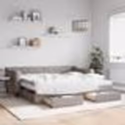vidaXL Lit de jour avec gigogne et tiroirs taupe 90x200 cm tissu - 90 x 200 cm