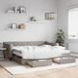 vidaXL Lit de jour avec gigogne et tiroirs taupe 90x200 cm tissu - 90 x 200 cm