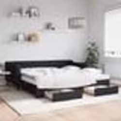vidaXL Lit de jour avec gigogne et tiroirs noir 100x200 cm tissu - 100 x 200 cm