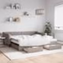 vidaXL Lit de jour avec gigogne et tiroirs taupe 100x200 cm tissu - 100 x 200 cm