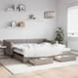 vidaXL Lit de jour avec gigogne et tiroirs taupe 100x200 cm tissu - 100 x 200 cm