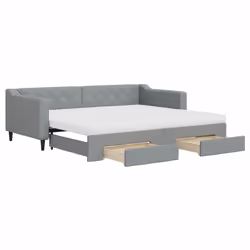VidaXL 3197490, lit sofa, Gris, mousse, Tissu, Métal, Bois, 2130 mm, 1000 mm