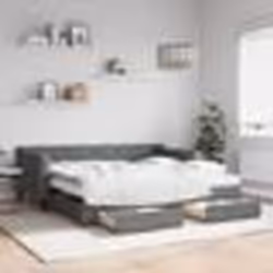 vidaXL Lit de jour avec gigogne et tiroirs gris foncé 90x190 cm tissu - 90 x 190 cm