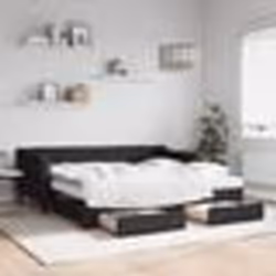 vidaXL Lit de jour avec gigogne et tiroirs noir 90x190 cm tissu - 90 x 190 cm