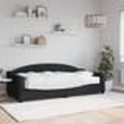 vidaXL Lit de jour avec matelas noir 90x200 cm tissu - 90 x 200 cm