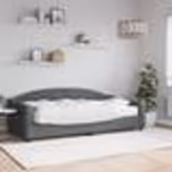 vidaXL Lit de jour avec matelas gris foncé 100x200 cm tissu - 100 x 200 cm