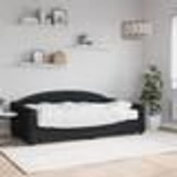 vidaXL Lit de jour avec matelas noir 90x190 cm tissu - 90 x 190 cm
