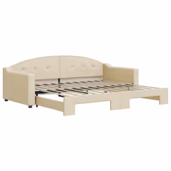 VidaXL 3197534, lit sofa, Crème, mousse, Métal, Polyester, Bois, 2230 mm, 1000 mm