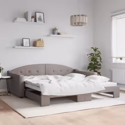 vidaXL Lit de jour avec lit gigogne taupe 100x200 cm tissu - 180 x 200 cm