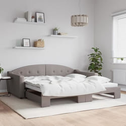 vidaXL Lit de jour avec lit gigogne taupe 100x200 cm tissu - 180 x 200 cm
