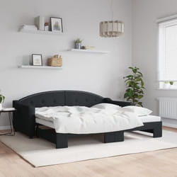vidaXL Lit de jour avec lit gigogne noir 90x190 cm tissu - 90 x 190 cm