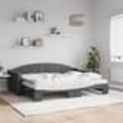 vidaXL Lit de jour avec gigogne et matelas gris foncé 80x200 cm tissu - 180 x 200 cm