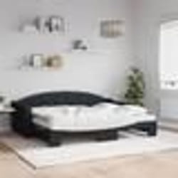 vidaXL Lit de jour avec lit gigogne et matelas noir 80x200 cm tissu - 80 x 200 cm