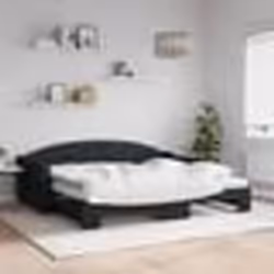vidaXL Lit de jour avec gigogne et matelas noir 90x200 cm tissu - 180 x 200 cm