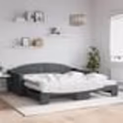 vidaXL Lit de jour avec gigogne et matelas gris foncé 100x200 cm tissu - 100 x 200 cm