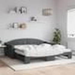 vidaXL Lit de jour avec gigogne et matelas gris foncé 100x200 cm tissu - 100 x 200 cm