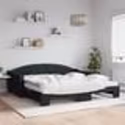 vidaXL Lit de jour avec gigogne et matelas noir 100x200 cm tissu - 100 x 200 cm