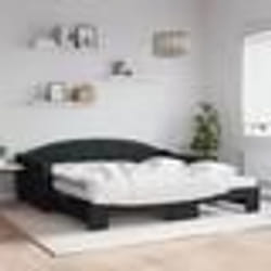 vidaXL Lit de jour avec gigogne et matelas noir 100x200 cm tissu - 100 x 200 cm