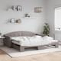 vidaXL Lit de jour avec gigogne et matelas taupe 100x200 cm tissu - 100 x 200 cm
