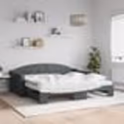 vidaXL Lit de jour avec gigogne et matelas gris foncé 90x190 cm tissu - 180 x 200 cm