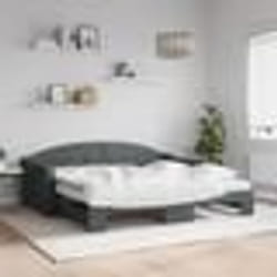 vidaXL Lit de jour avec gigogne et matelas gris foncé 90x190 cm tissu - 180 x 200 cm
