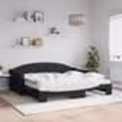 vidaXL Lit de jour avec gigogne et matelas noir 90x190 cm tissu - 90 x 190 cm