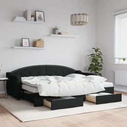 Lit de jour avec gigogne et tiroirs sans matelas noir 80x200 cm Vidaxl