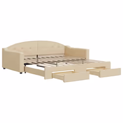 VidaXL 3197565, lit sofa, Crème, mousse, Tissu, Métal, Bois, 2230 mm, 900 mm