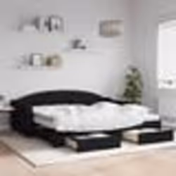 vidaXL Lit de jour avec gigogne et tiroirs sans matelas noir 90x200 cm - 90 x 200 cm