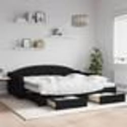 vidaXL Lit de jour avec gigogne et tiroirs sans matelas noir 90x200 cm - 90 x 200 cm
