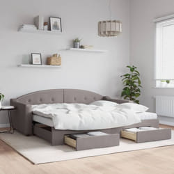 Lit de jour avec gigogne et tiroirs sans matelas taupe 90x200cm Vidaxl