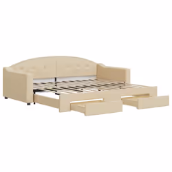 VidaXL 3197570, lit sofa, Crème, mousse, Tissu, Métal, Bois, 2230 mm, 1000 mm