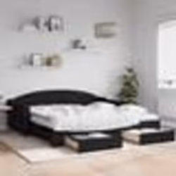 vidaXL Lit de jour avec gigogne et tiroirs sans matelas noir 100x200cm - 100 x 200 cm