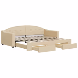 VidaXL 3197575, lit sofa, Crème, mousse, Tissu, Métal, Bois, 2230 mm, 1100 mm